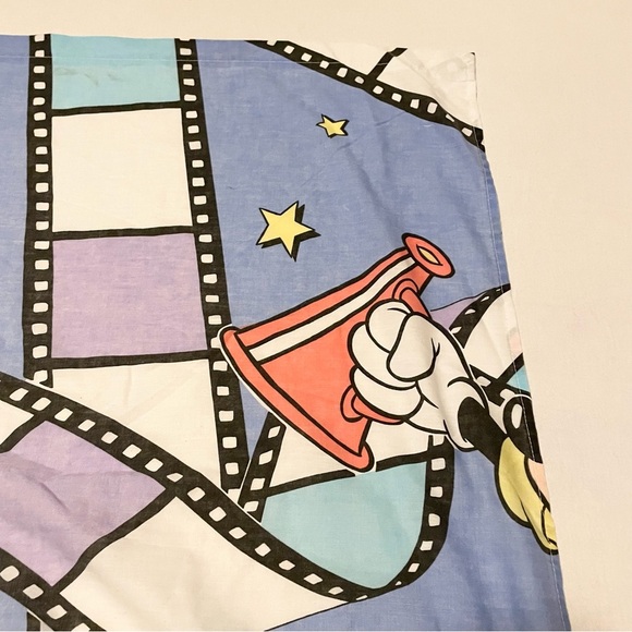 Vintage Mickey Mouse and Friends Twin Flat Sheet Hollywood Film Goofy Minnie - Picture 9 of 16